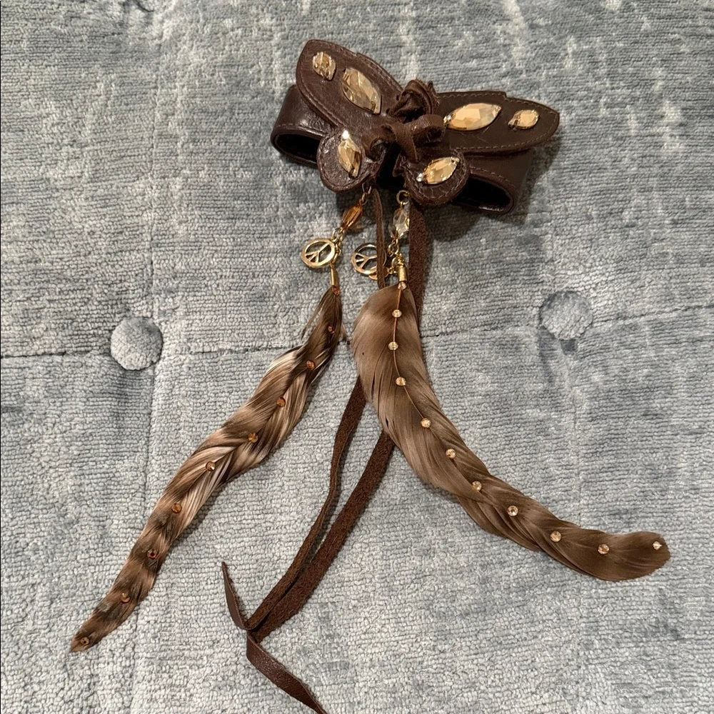 Rare Tarina Tarantino Leather Butterfly Cuff - Picture 1 of 9